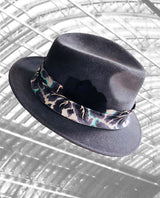 St Pancras - Pale Grey Trilby with Feather and Soft Fabric Trimmings