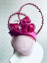 Pink Headpiece with Undulating Tonal Layers