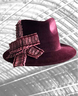 St Pancras - Burgundy Trilby with Pleated Ribbon