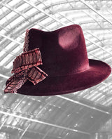 St Pancras - Burgundy Trilby with Pleated Ribbon