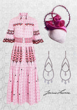 Pink Headpiece with Undulating Tonal Layers