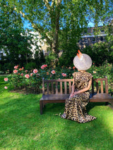 Mars Red Movement - Large Leopard Hat Burnt Orange Flight Feathers