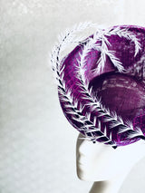 Purple Headpiece with Swirls of Ostrich Quills
