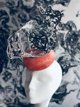 Mars Red Movement - Ivory and Grey Painted Sculpture on Coral