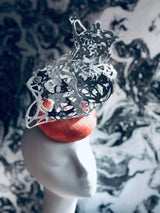 Mars Red Movement - Ivory and Grey Painted Sculpture on Coral