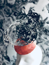 Mars Red Movement - Ivory and Grey Painted Sculpture on Coral