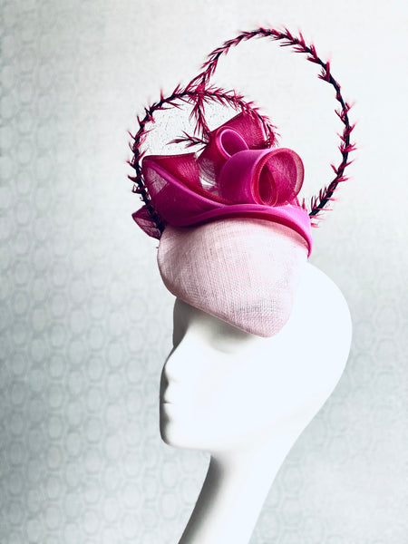 Pink Headpiece with Undulating Tonal Layers