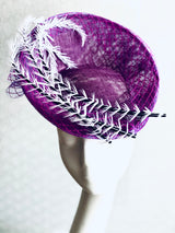 Purple Headpiece with Swirls of Ostrich Quills